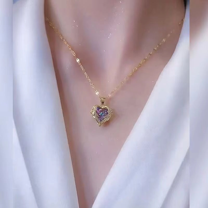 COLLAR  Y ARETES DE CORAZON DE OCEANO -SIMBOLO DE AMOR