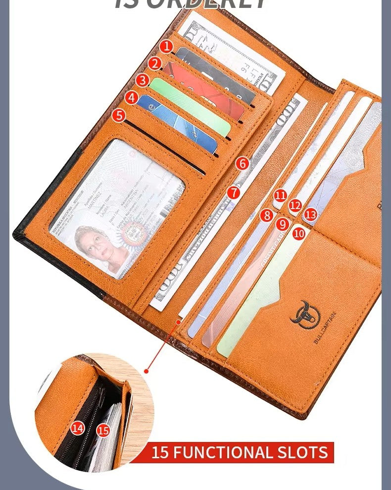 BILLETERA VINTAGE DE CUERO- MULTIFUNCIONAL